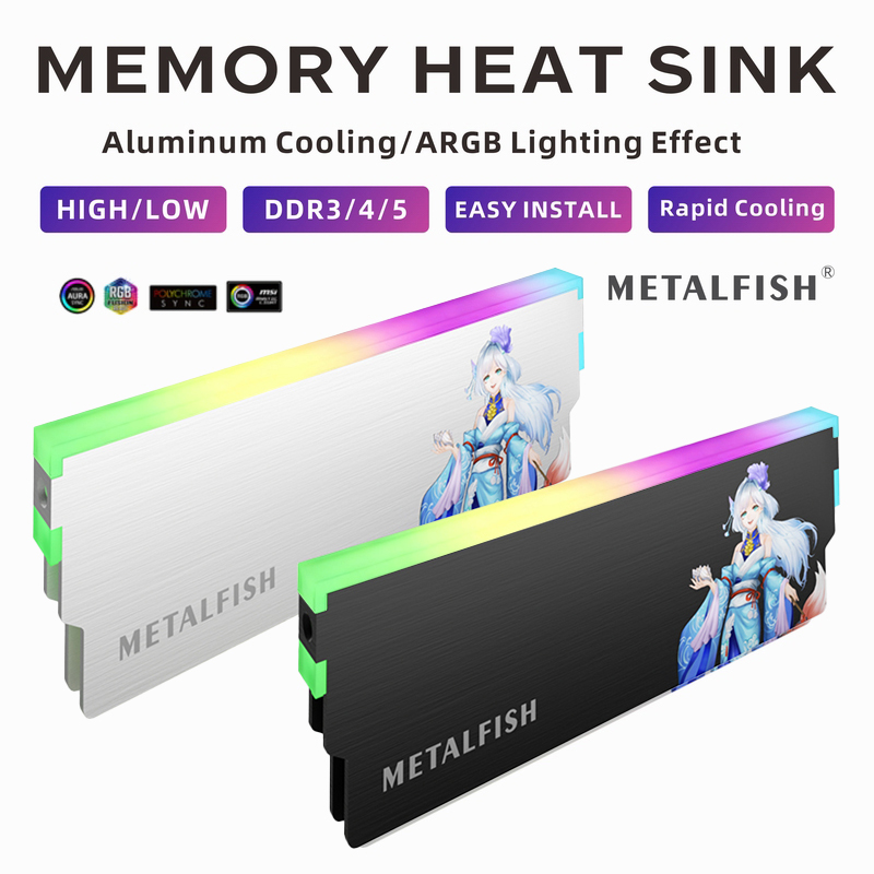 Ddr5 Memory - METALFISH DRAM المبرد 5V-3PIN ARGB DDR3