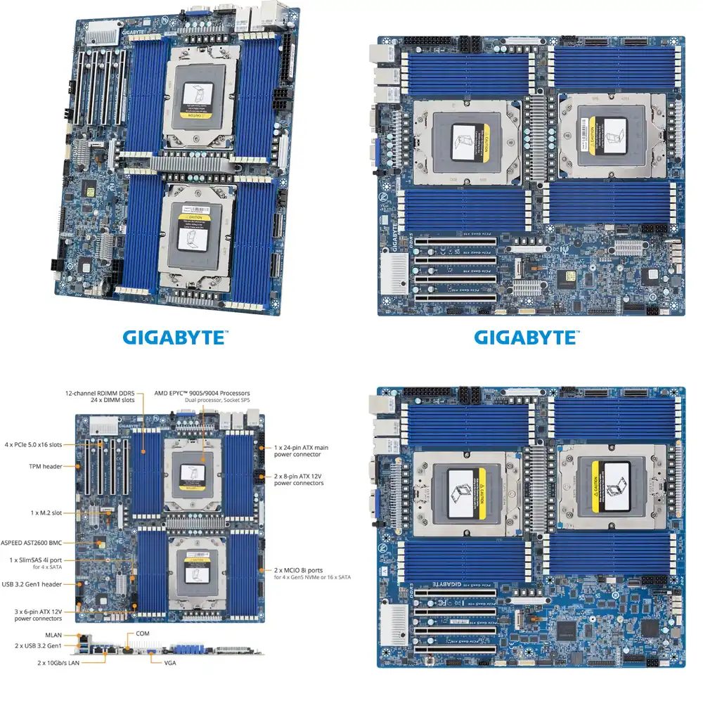 لوحة أم MZ73-LM2 لخوادم EPYC 9 - مراجعة Ddr5 Memory وسعره