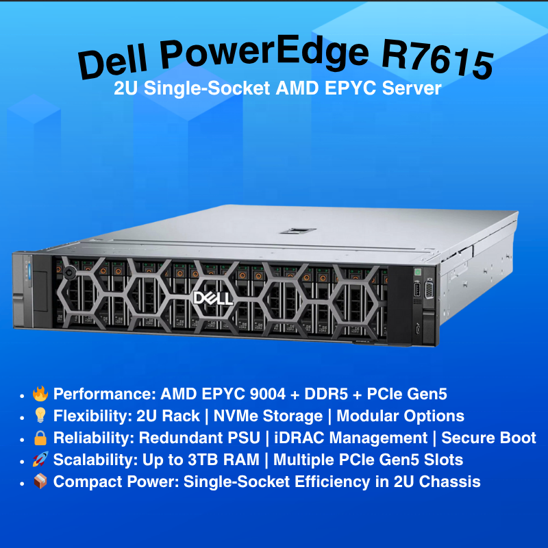 معالج PowerEdge R7615 2U Rack  - مراجعة Ddr5 Memory وسعره